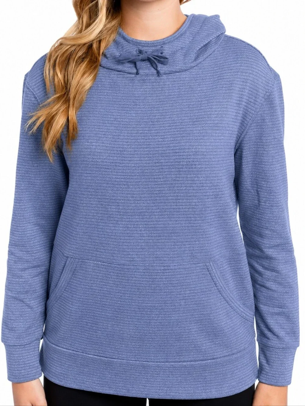 Champion Elite French Terry Pullover Hoodie Women's Large Blue Cowl Neck - Picture 1 of 5